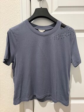Aeropostale Slate Blue Short-Sleeve Tee with Shoulder Studs